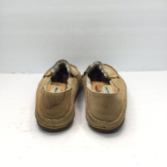 Olukai Kipuka Hulu Slipper Men Size M11 Toffee Leather Shearling Lining Slip-On - Picture 3 of 13